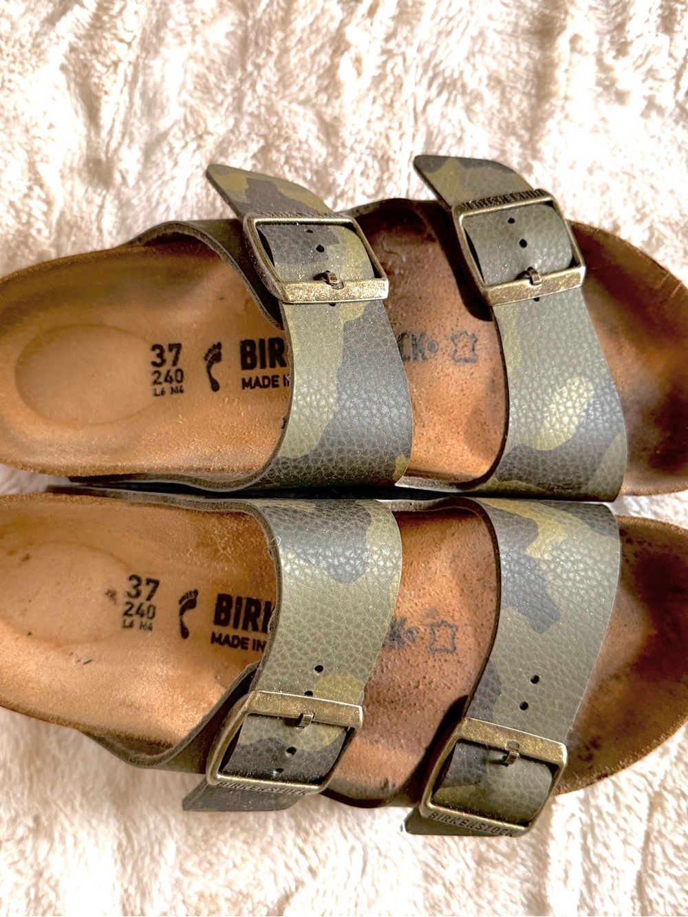 Birkenstock Women’s Camouflage Green Double-Buckle Sandals